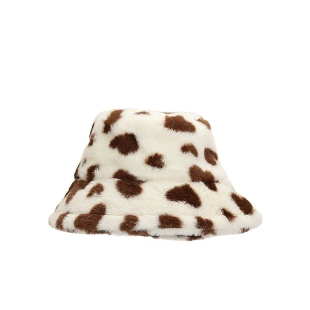 Cute Faux Fur Fluffy Love Heart Bucket Hat