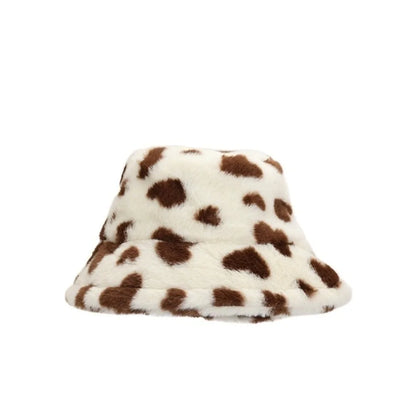 Cute Faux Fur Fluffy Love Heart Bucket Hat