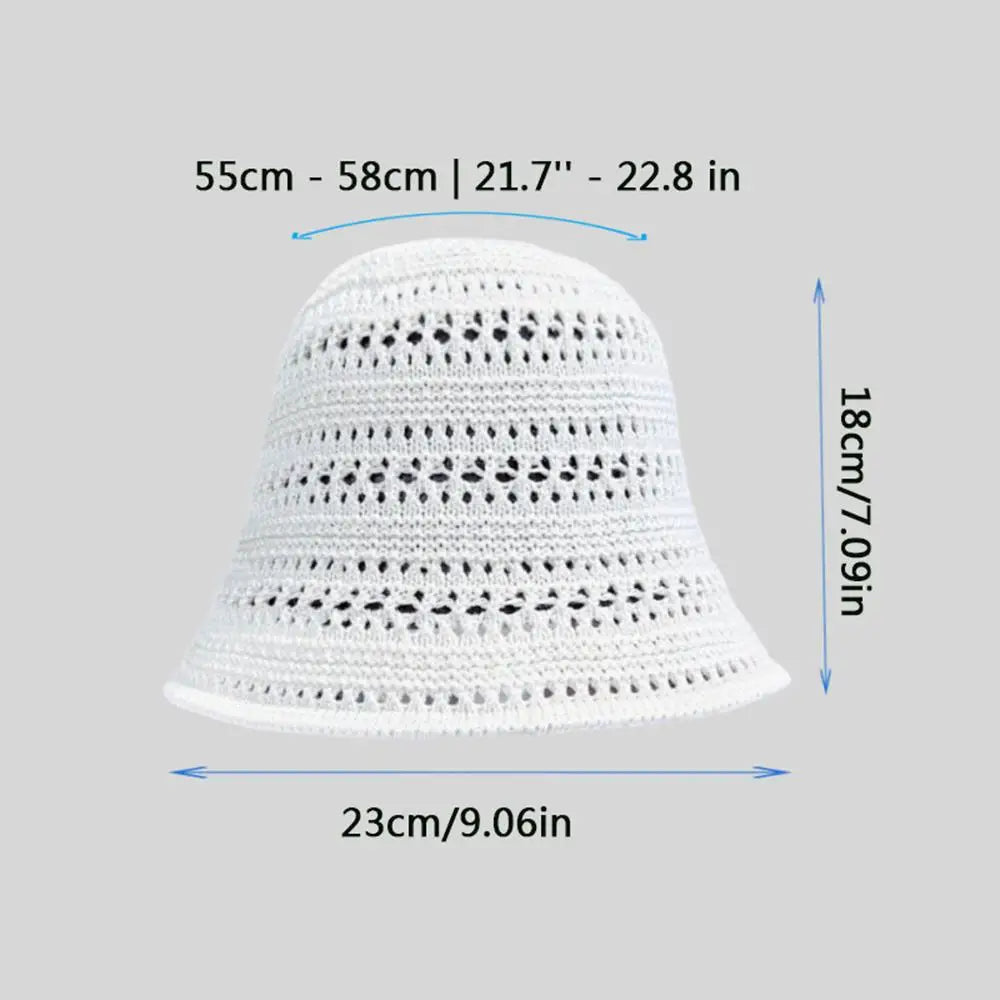 Wide Brim Crochet Hollow Breathable Summer Bucket Hat