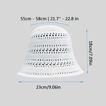 Wide Brim Crochet Hollow Breathable Summer Bucket Hat