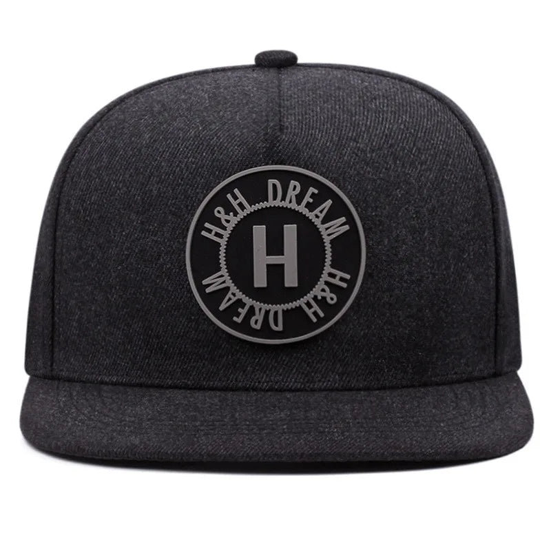 Round Logo H Embroidered Flat Brim Street Hip Hop Baseball Hat