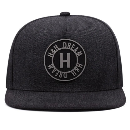 Round Logo H Embroidered Flat Brim Street Hip Hop Baseball Hat