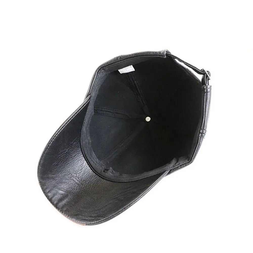 Men Adjustable Leather Winter Baseball Cap