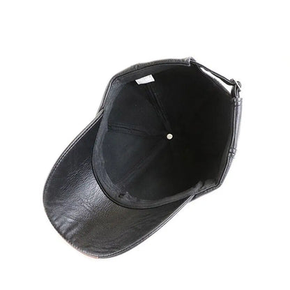 Men Adjustable Leather Winter Baseball Cap