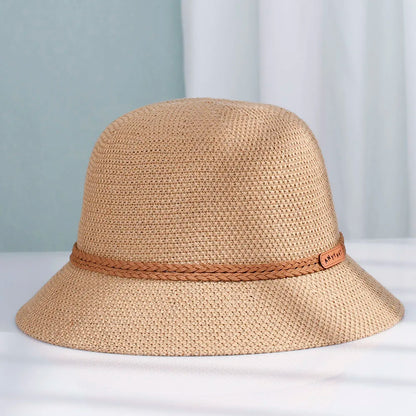 Women Foldable Straw Sun Bucket Hat