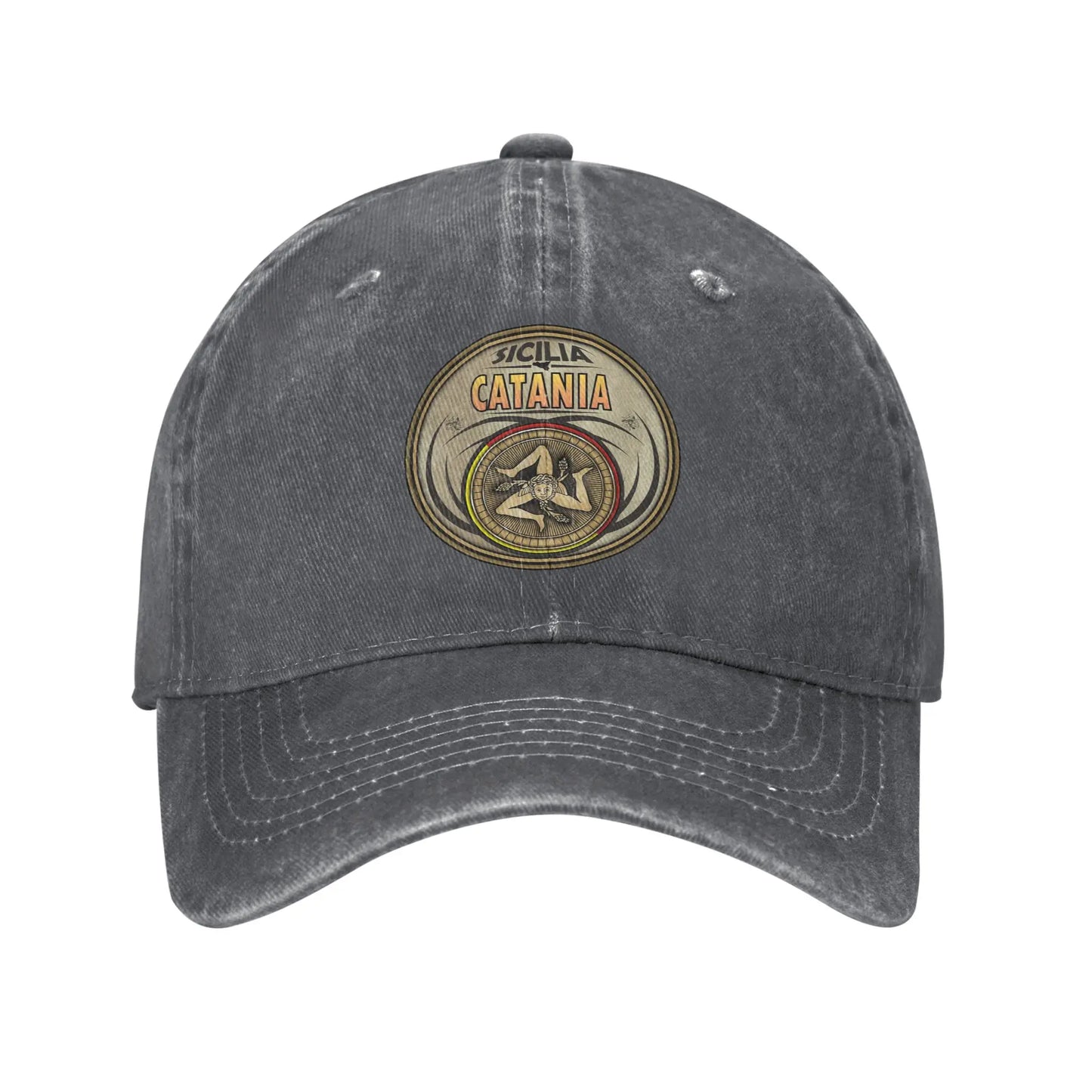 Catania Sicily Trinacria Symbol Denim Baseball Cap