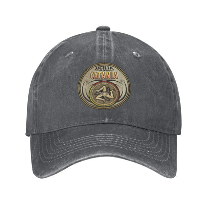 Catania Sicily Trinacria Symbol Denim Baseball Cap