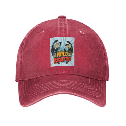 Wild Kratts Pattern Washed Denim Baseball Cap