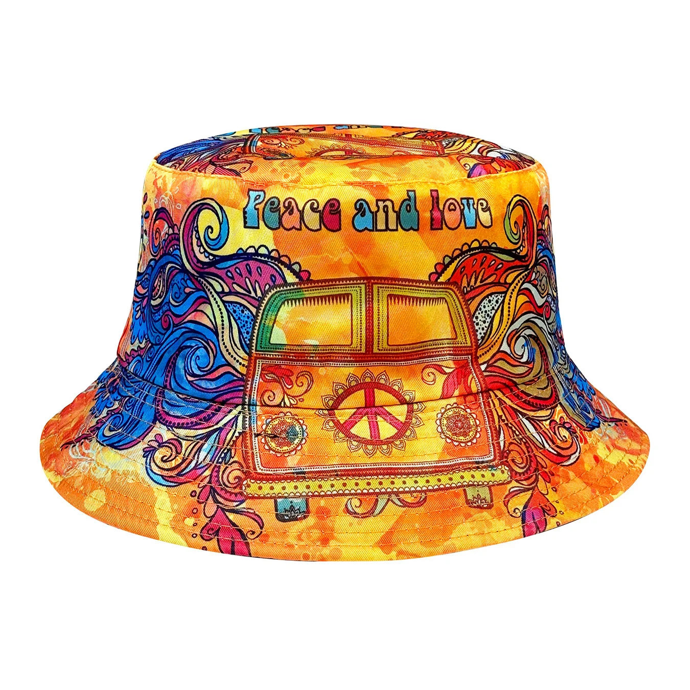 Peace and Love Reversible Colorful Bucket Hat