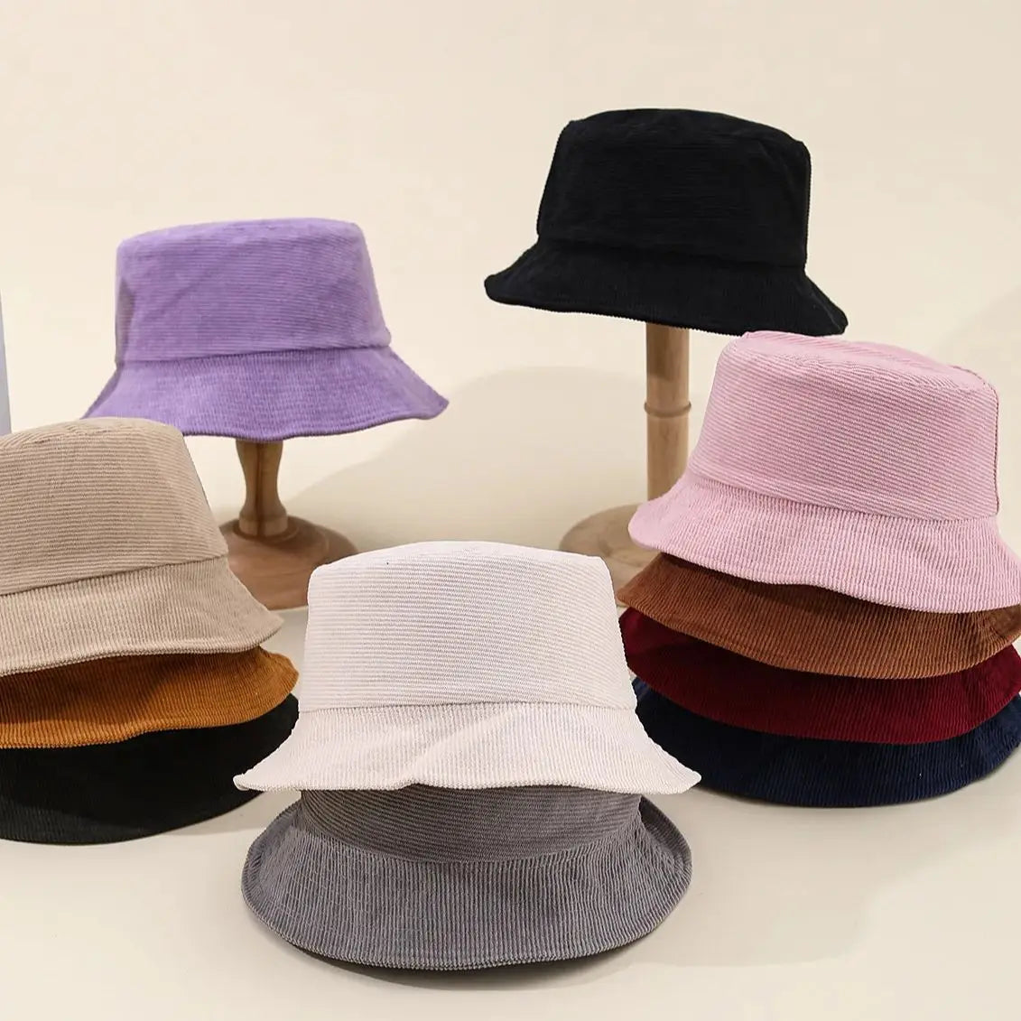 Retro Corduroy Winter Bucket Hat