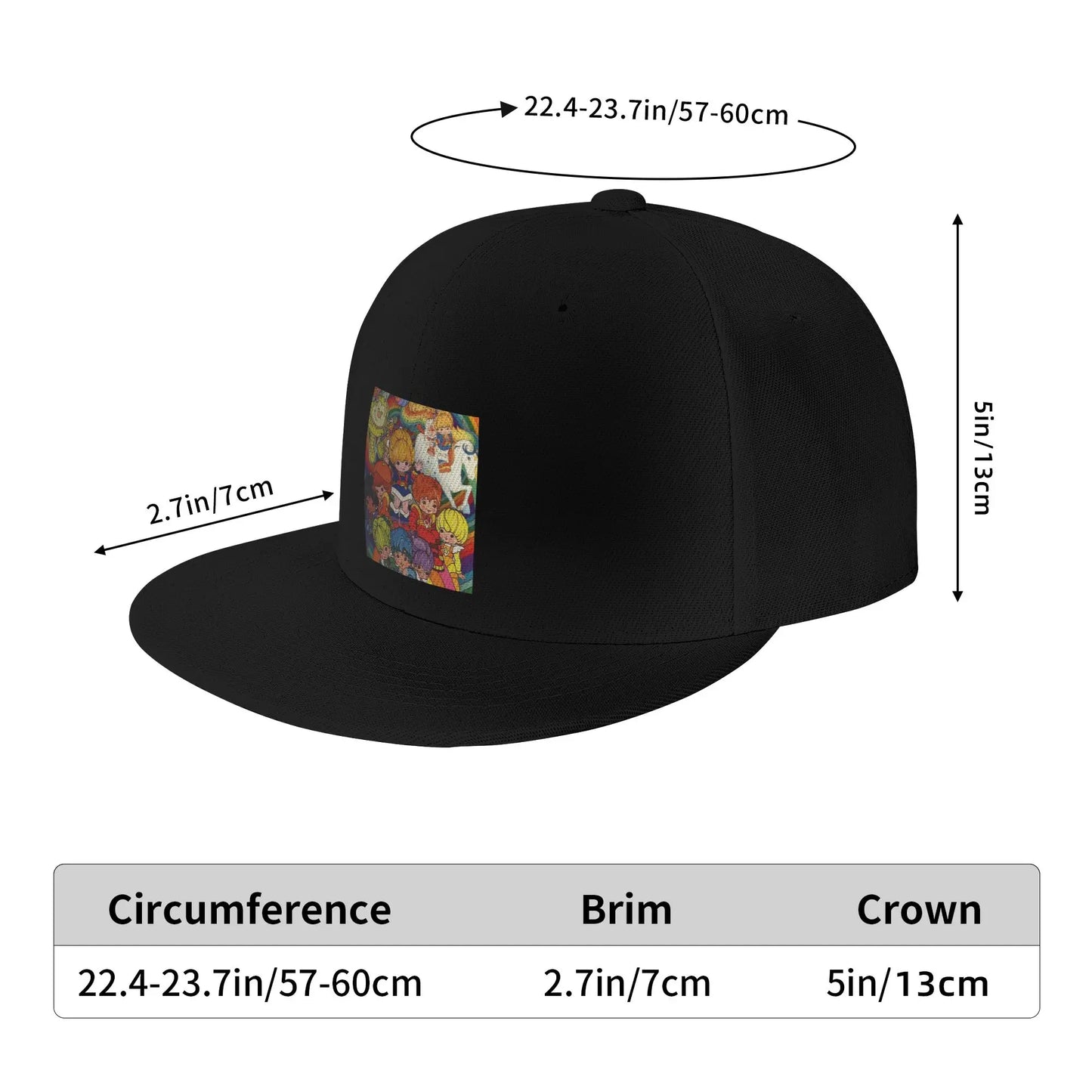 Bright Rainbow Colorful Pattern Breathable Snapback Cap