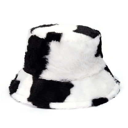Retro Leopard Faux Fur Fluffy Bucket Hat