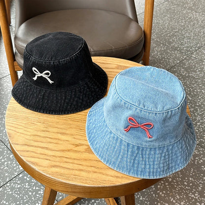 Women’s Bow Harajuku Denim Bucket Hat