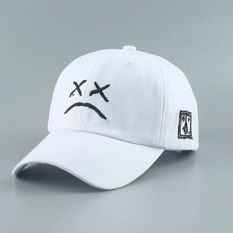 Sad Face Embroidered Cotton Dad Hat