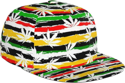 Jamaican Flag Adjustable Flat Bill Baseball Hat