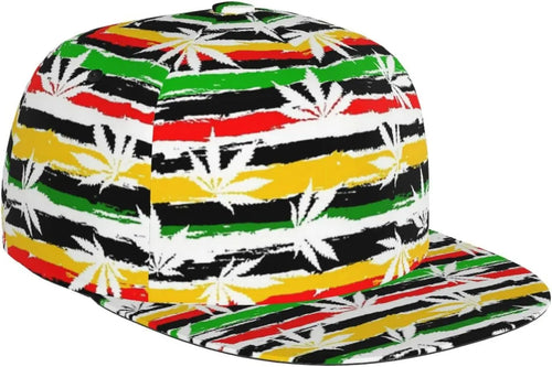 Jamaican Flag Adjustable Flat Bill Baseball Hat