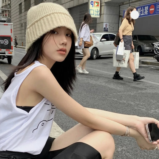 Y2K Crochet Knit Winter Bucket Hat