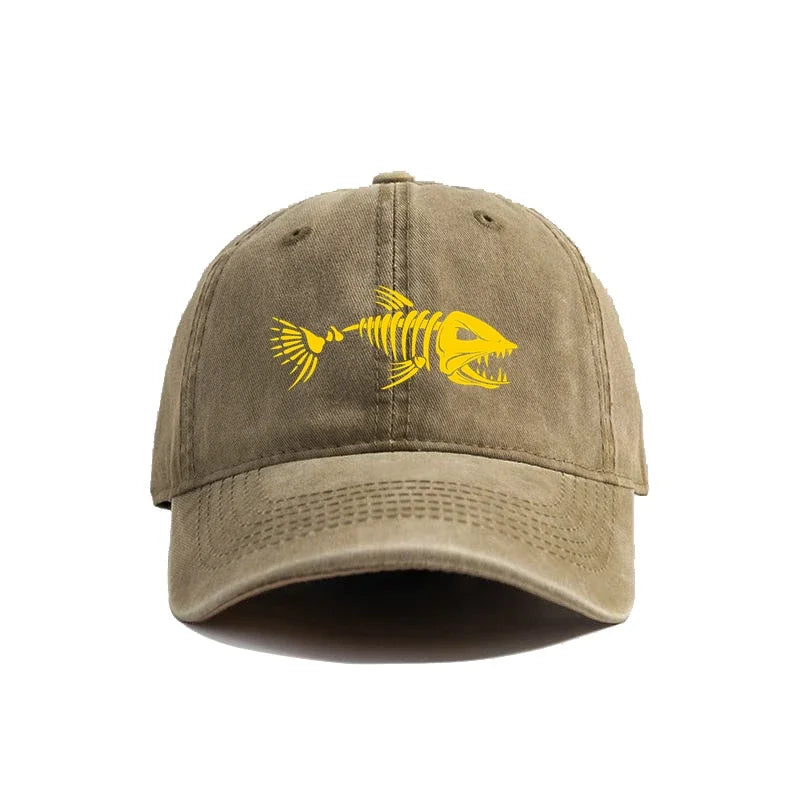 Fishbone Distressed Dad Baseball Cap