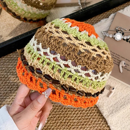 Harajuku Ethnic Handmade Beaded Breathable Women Bucket Hat
