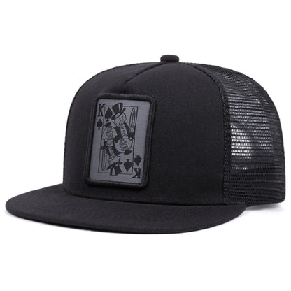 Unisex Poker K Embroidered Flat Brim Baseball Cap