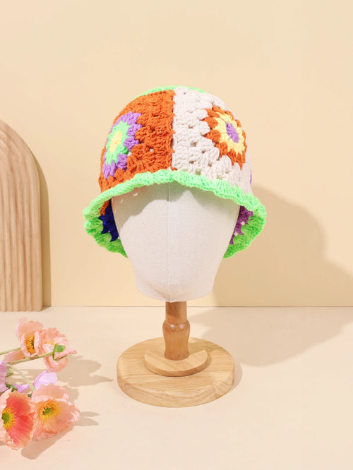 Ethnic Patchwork Warm Knitted Bucket Hat