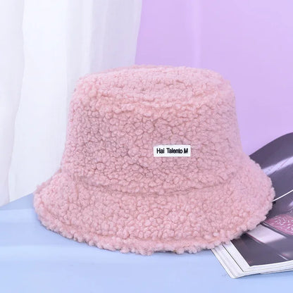 Appa Lamb Wool Winter Faux Fur Printed Bucket Hat