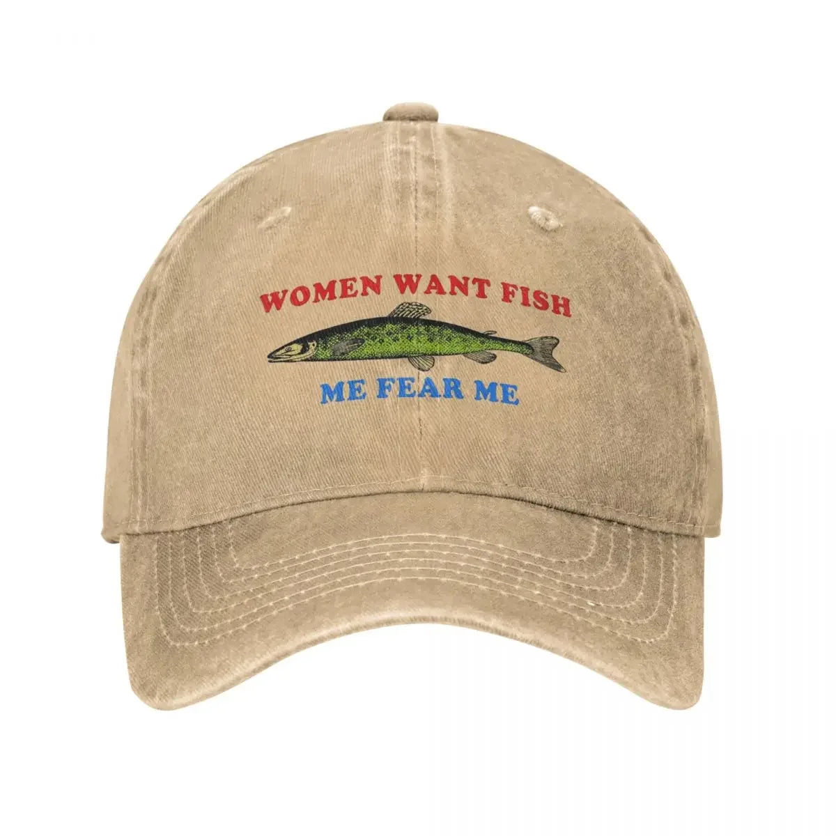 Women Want Fish Me Fear Me Vintage Baseball Cap Unisex