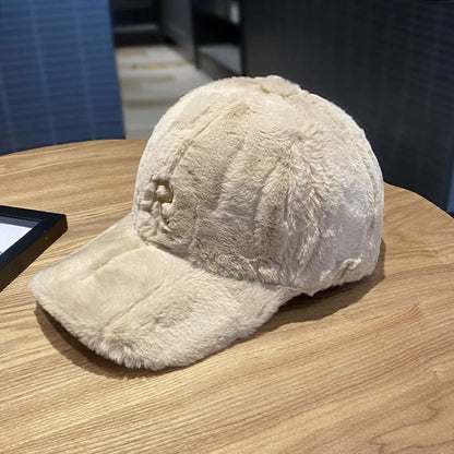 Faux Plush Warm Snapback Baseball Cap