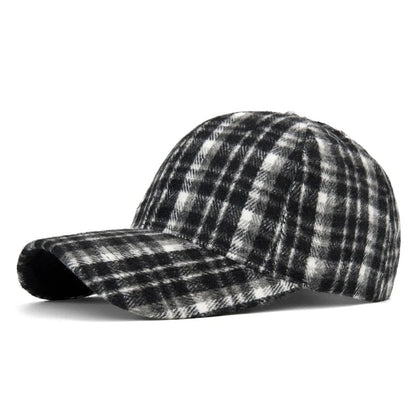 Classic Plaid Hard Brim Face Slimming Duckbill Baseball Hat