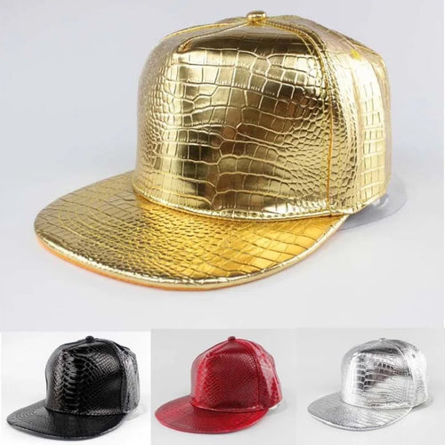 Shiny Crocodile Leather PU Hip Hop Snapback Cap