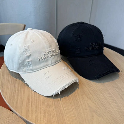 Distressed Washed 3D Embroidered Slim Visor Baseball Cap