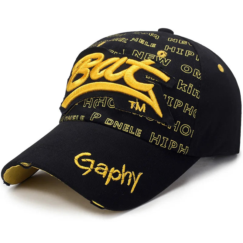Broken Hole Bat Embroidered Hip Hop Baseball Cap