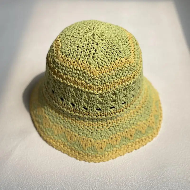 Korean Handmade Crochet Hollow Breathable Summer Bucket Hat