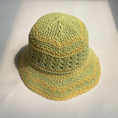 Korean Handmade Crochet Hollow Breathable Summer Bucket Hat