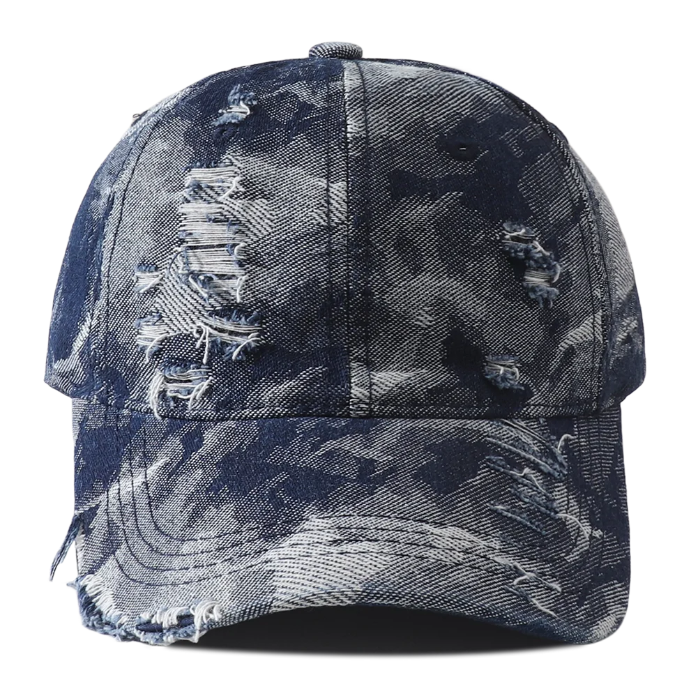 Vintage Distressed Denim Hip Hop Streetwear Baseball Cap