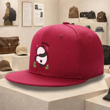 Cute Panda Money Graphic Flat Brim Snapback Cap