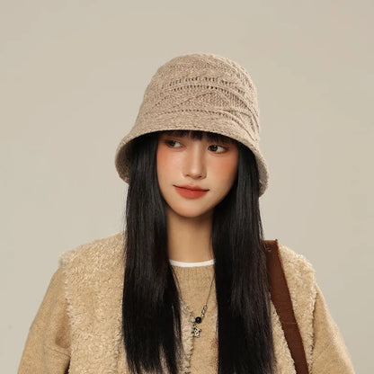 Women's Knitted Solid Color Autumn Winter Bucket Hat