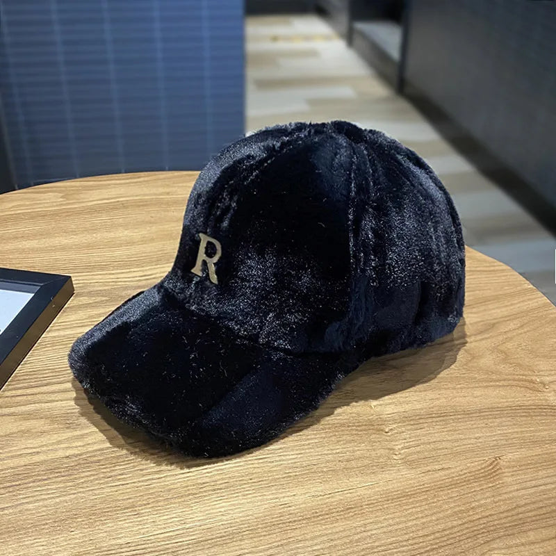 Faux Plush Warm Snapback Baseball Cap