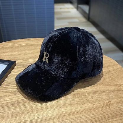 Faux Plush Warm Snapback Baseball Cap