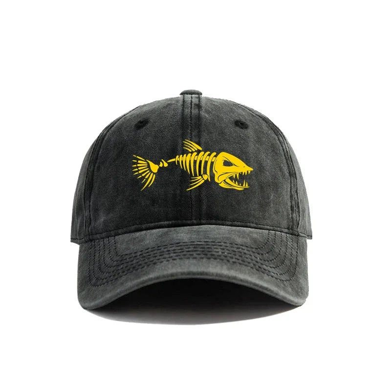 Fishbone Distressed Dad Baseball Cap