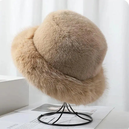 Women’s Plush Faux Fur Winter Bucket Hat
