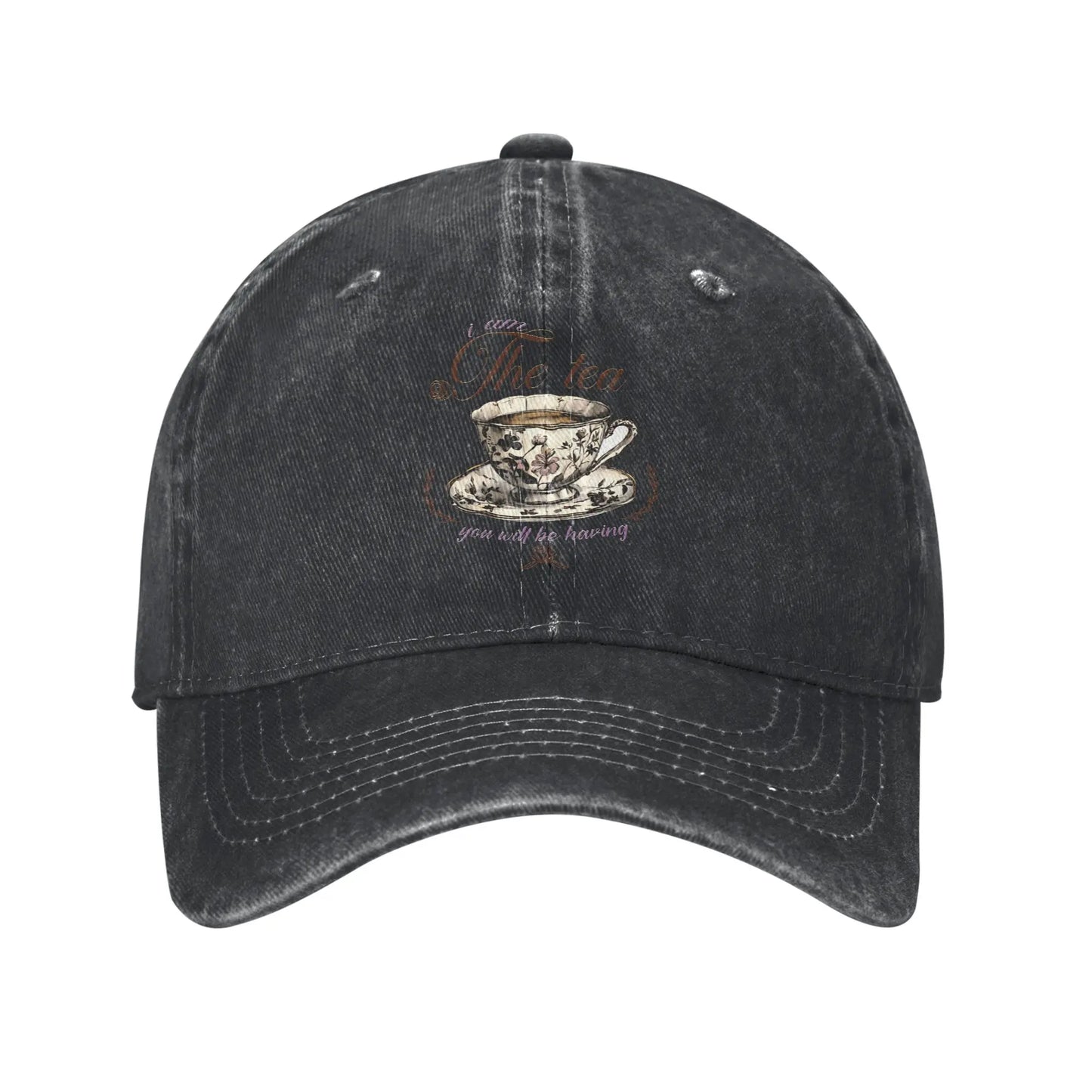 Washed "I Am The Tea" Fashion Baseball Cap