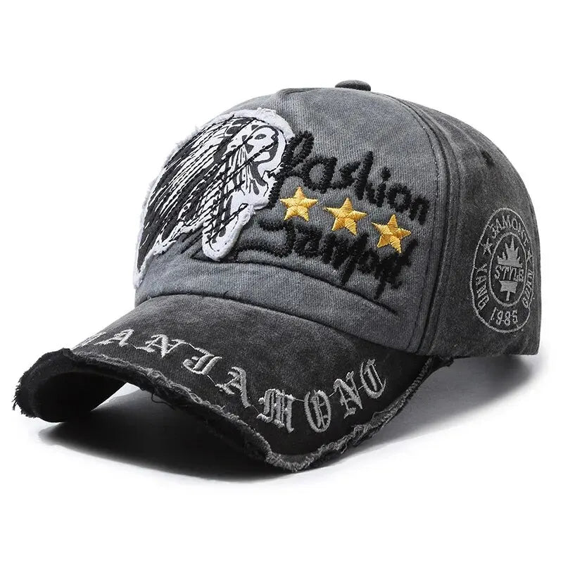 Four Seasons Retro Distressed Letter Embroidered Baseball Cap