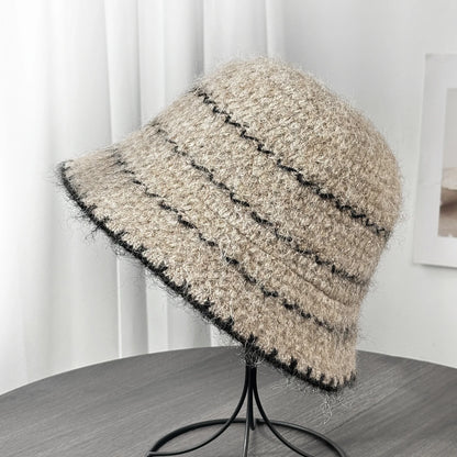 Plush Striped Winter Bucket Hat
