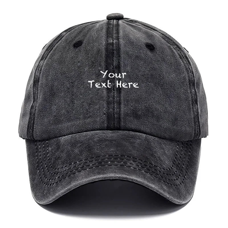 Custom Text Vintage Washed Cotton Baseball Cap