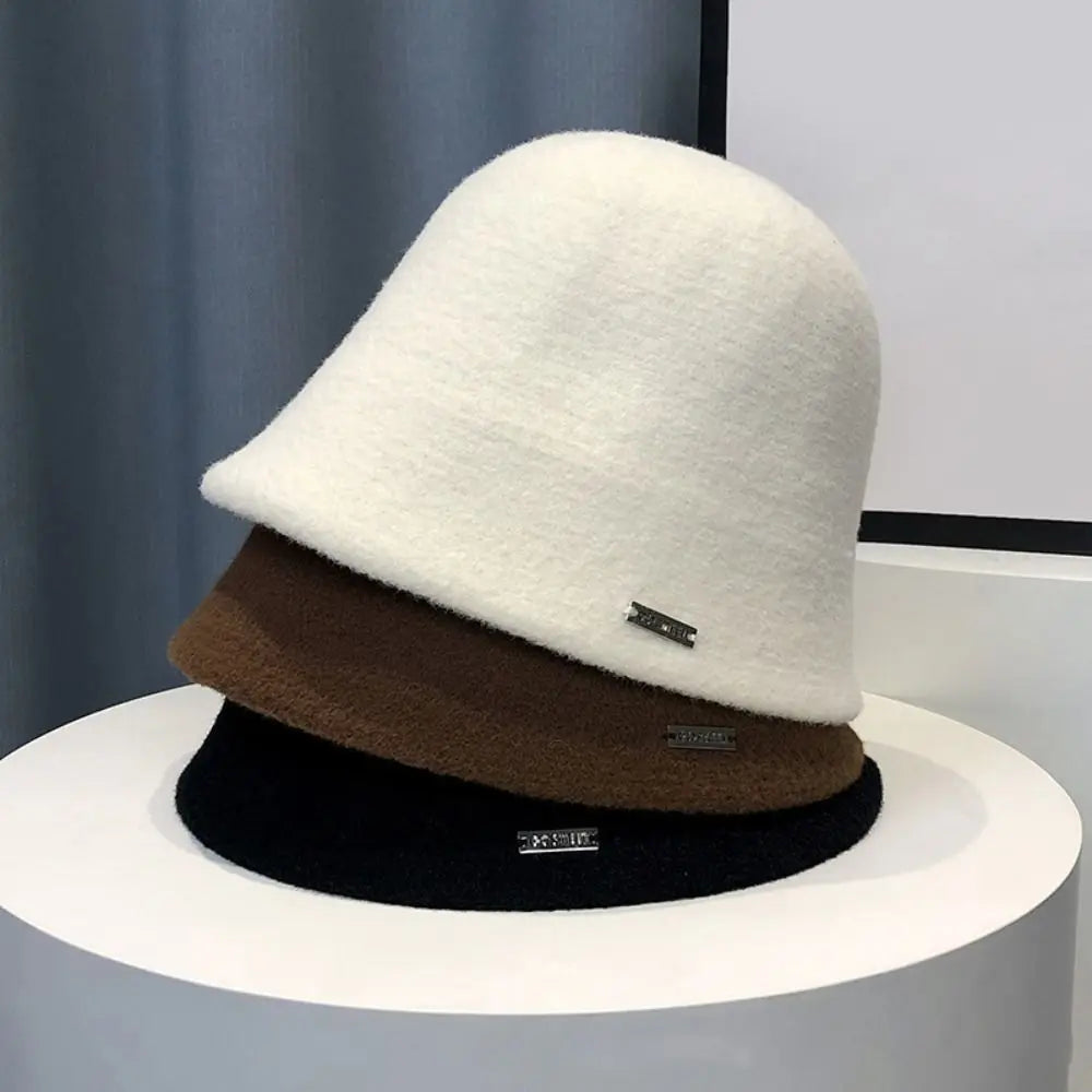 Retro Plush Woolen Warm Bucket Hat