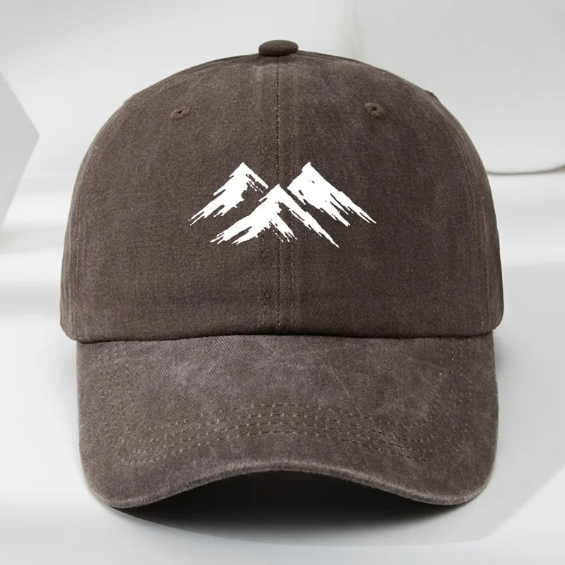 Mountain Print Washed Retro Duckbill Baseball Cap
