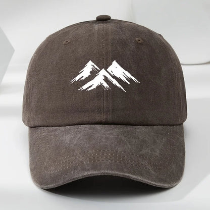 Mountain Print Washed Retro Duckbill Baseball Cap