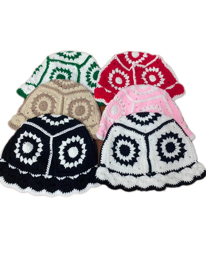 Handmade Crochet Floral Knit Foldable Bucket Hat