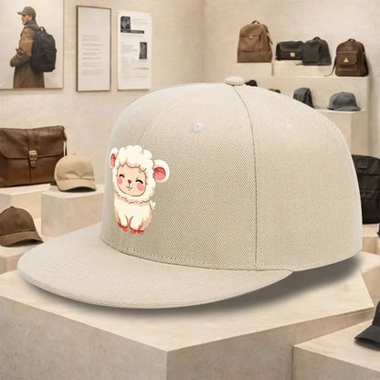 Cute Cartoon Lamb Flat Brim Snapback Cap